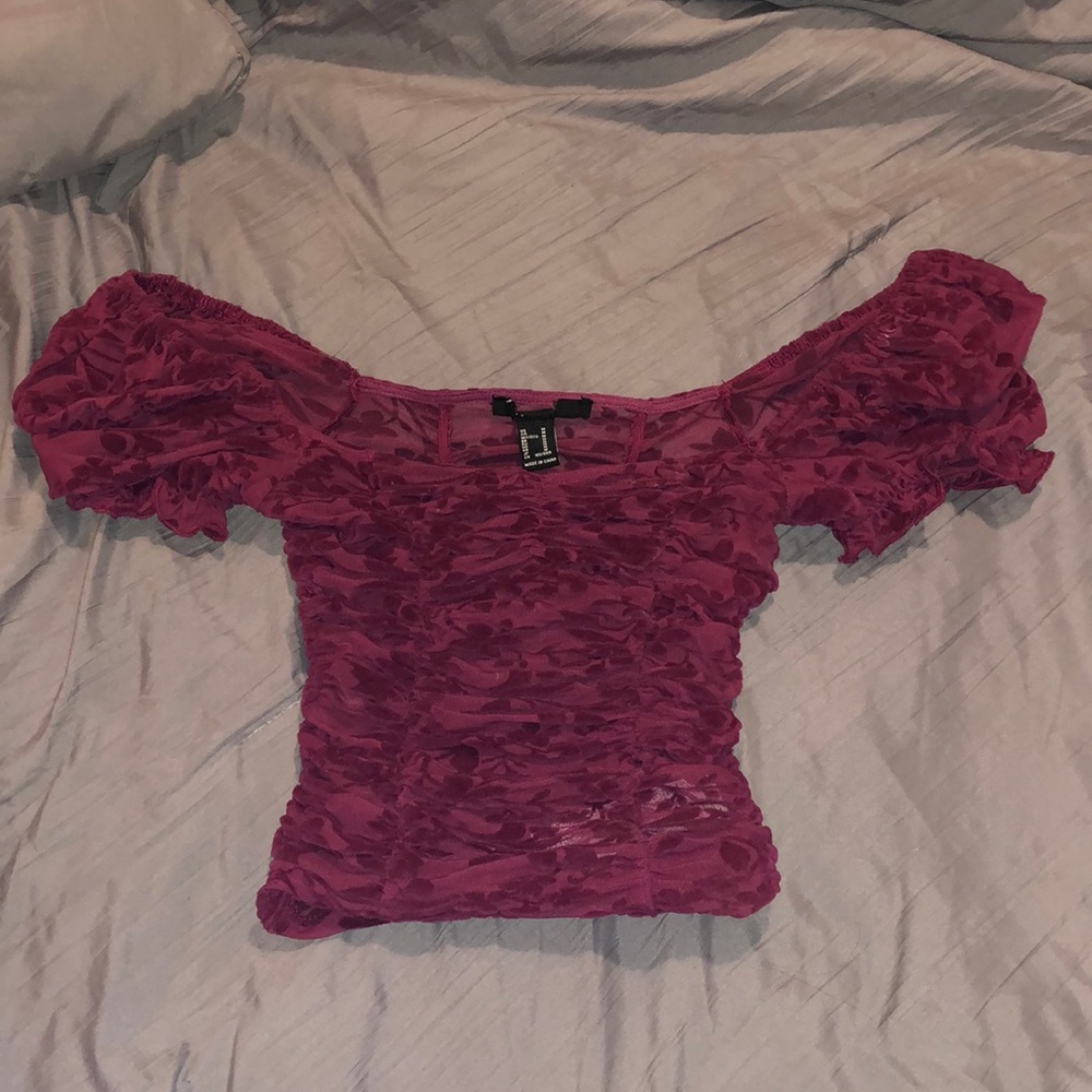 Puffy Sleeve Tight Floral Shirt